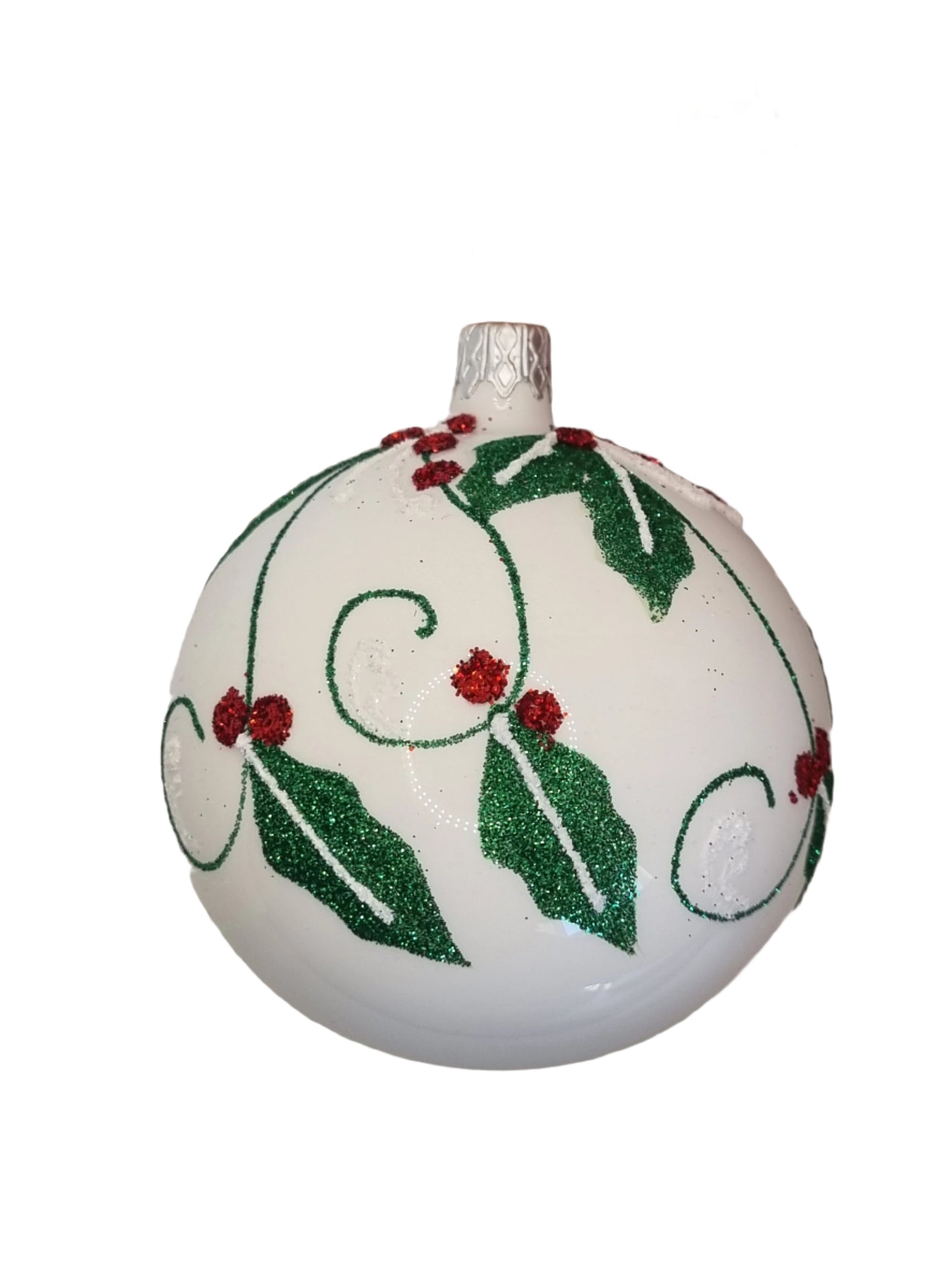 European Glass Christmas ornament of a Bauble | White Assorted (K)