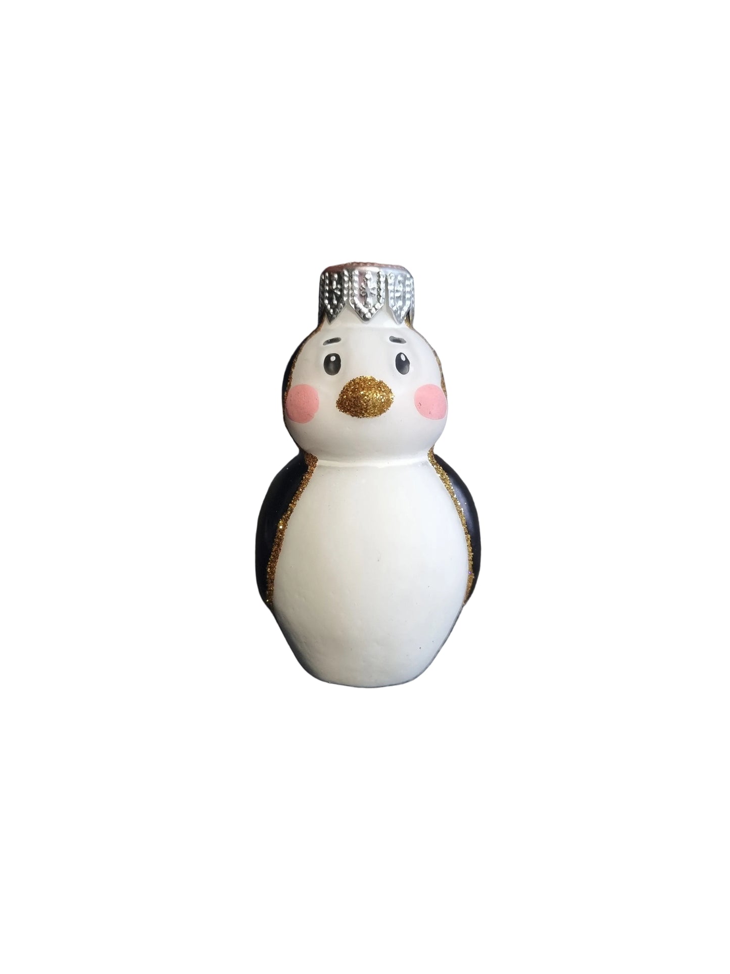 Small decorative penguin glass Christmas ornament