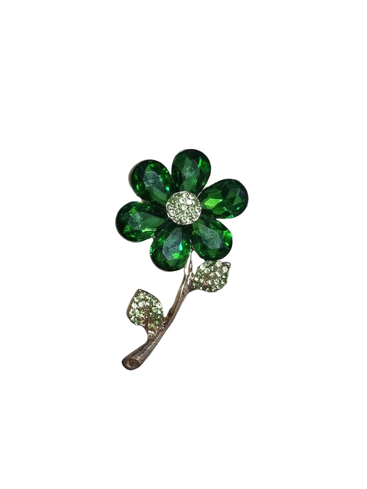 Green gemstone flower brooch