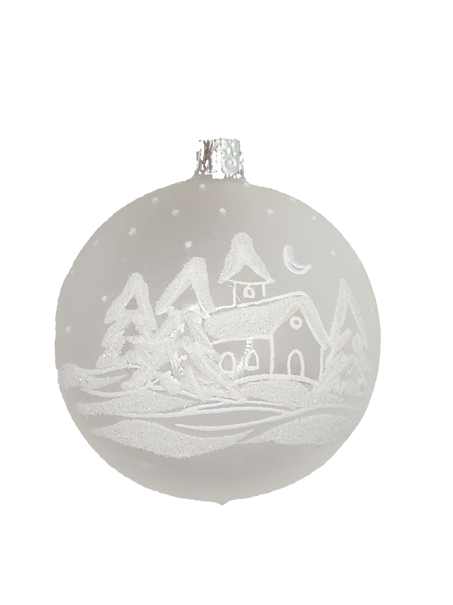 Bauble | Frosted with White Glitter Patterns (J)