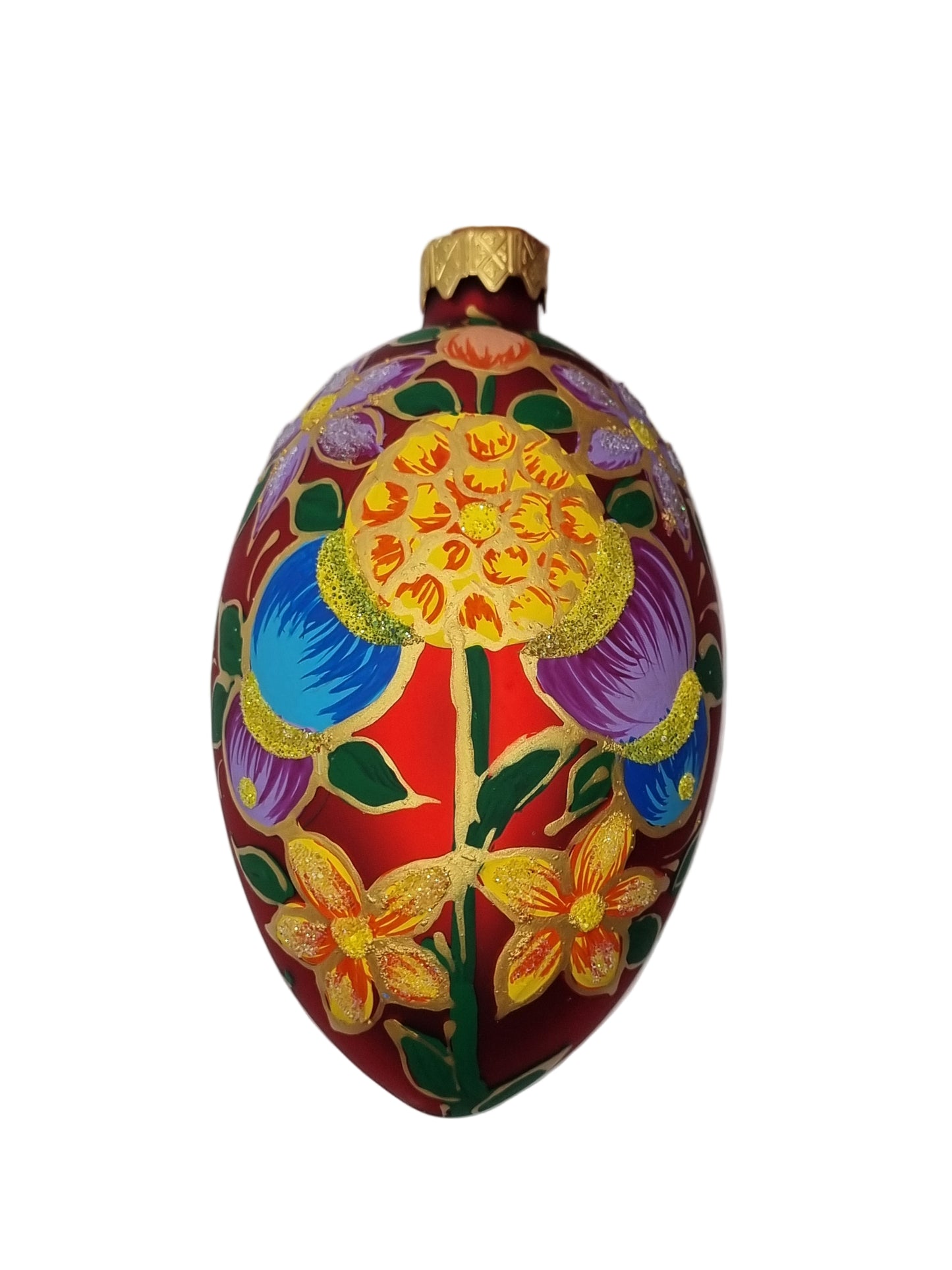 European Glass Christmas ornament of a Glass Eggs | Red Faberge Style Easter Eggs (R)