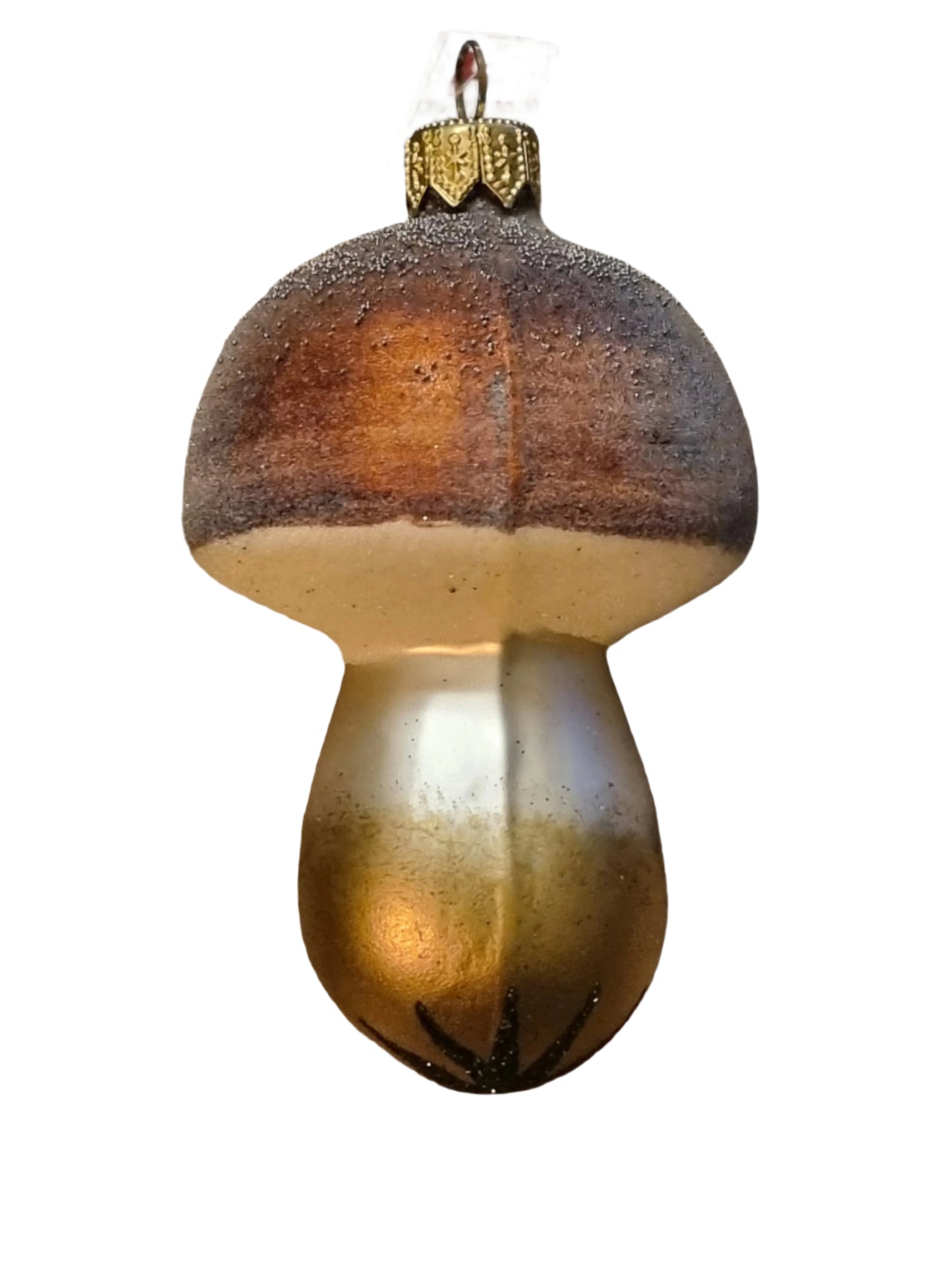 European Glass Christmas ornament of a Mushroom Brown (H)