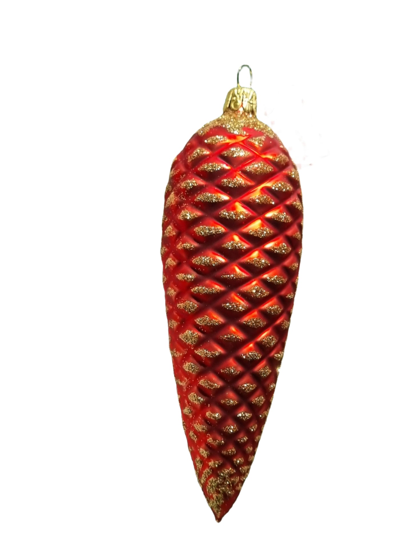 European Glass Christmas ornament of a Pinecone | Long Colourful (J)
