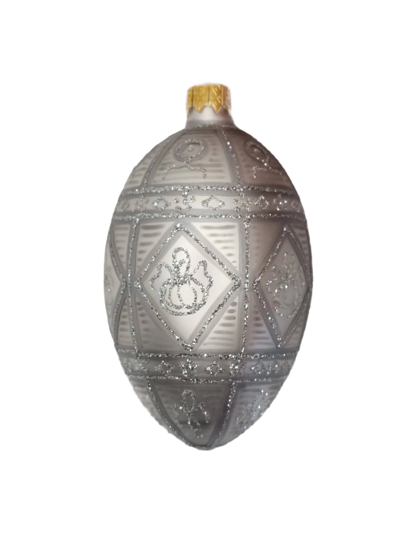 European Glass Christmas ornament of a Glass Eggs | White Faberge Style Easter Eggs (R)