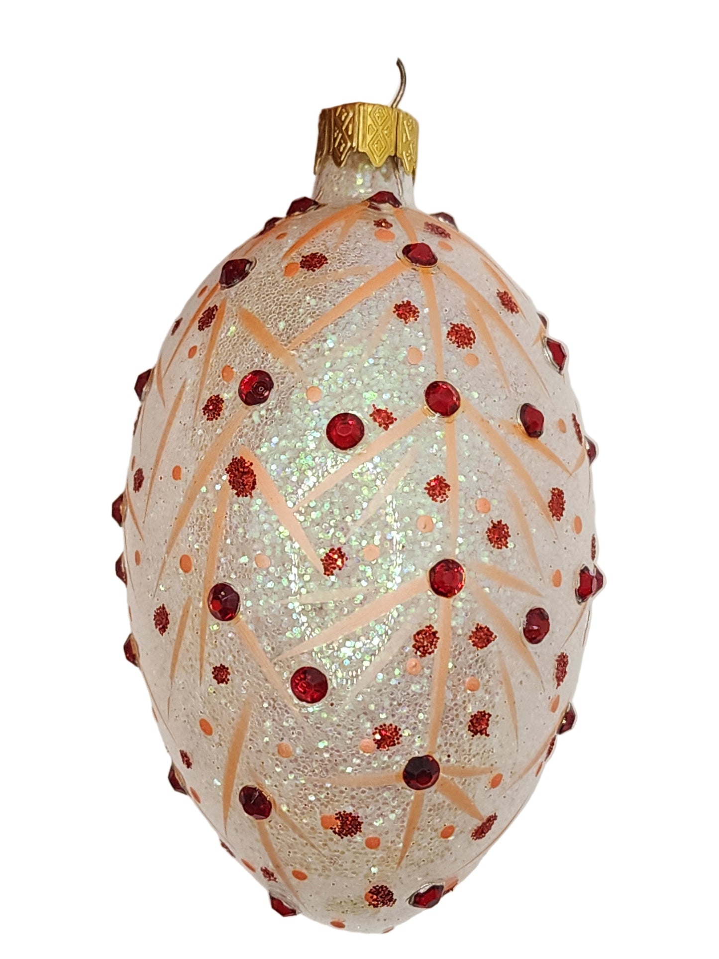 Glass Eggs | White Faberge Style Easter Eggs (T)