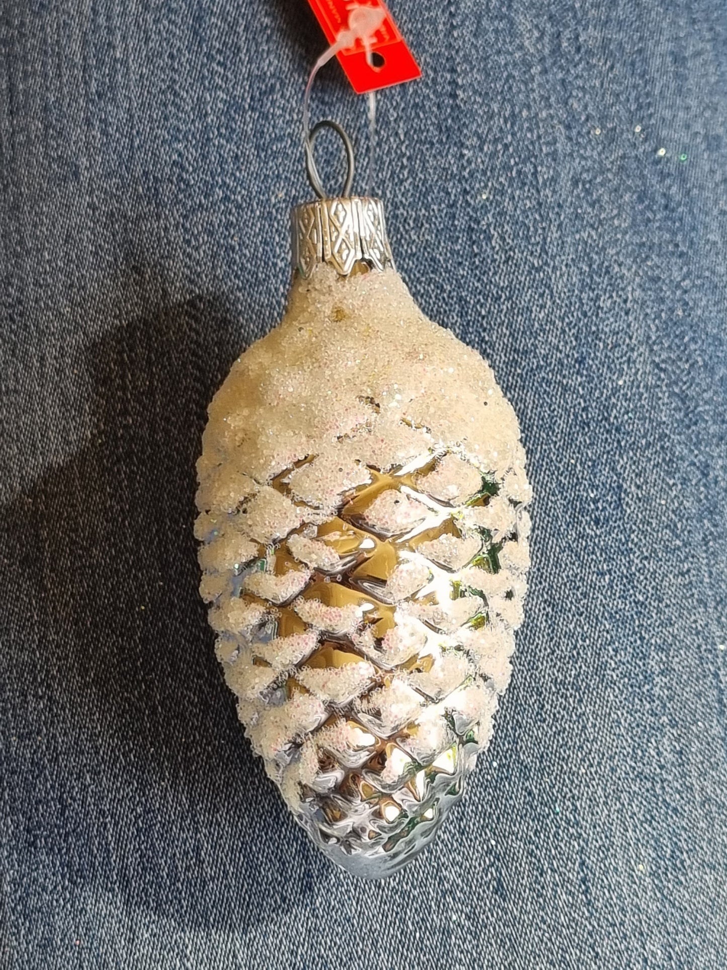European Glass Christmas ornament of a Pinecone | Small Frosted (F)