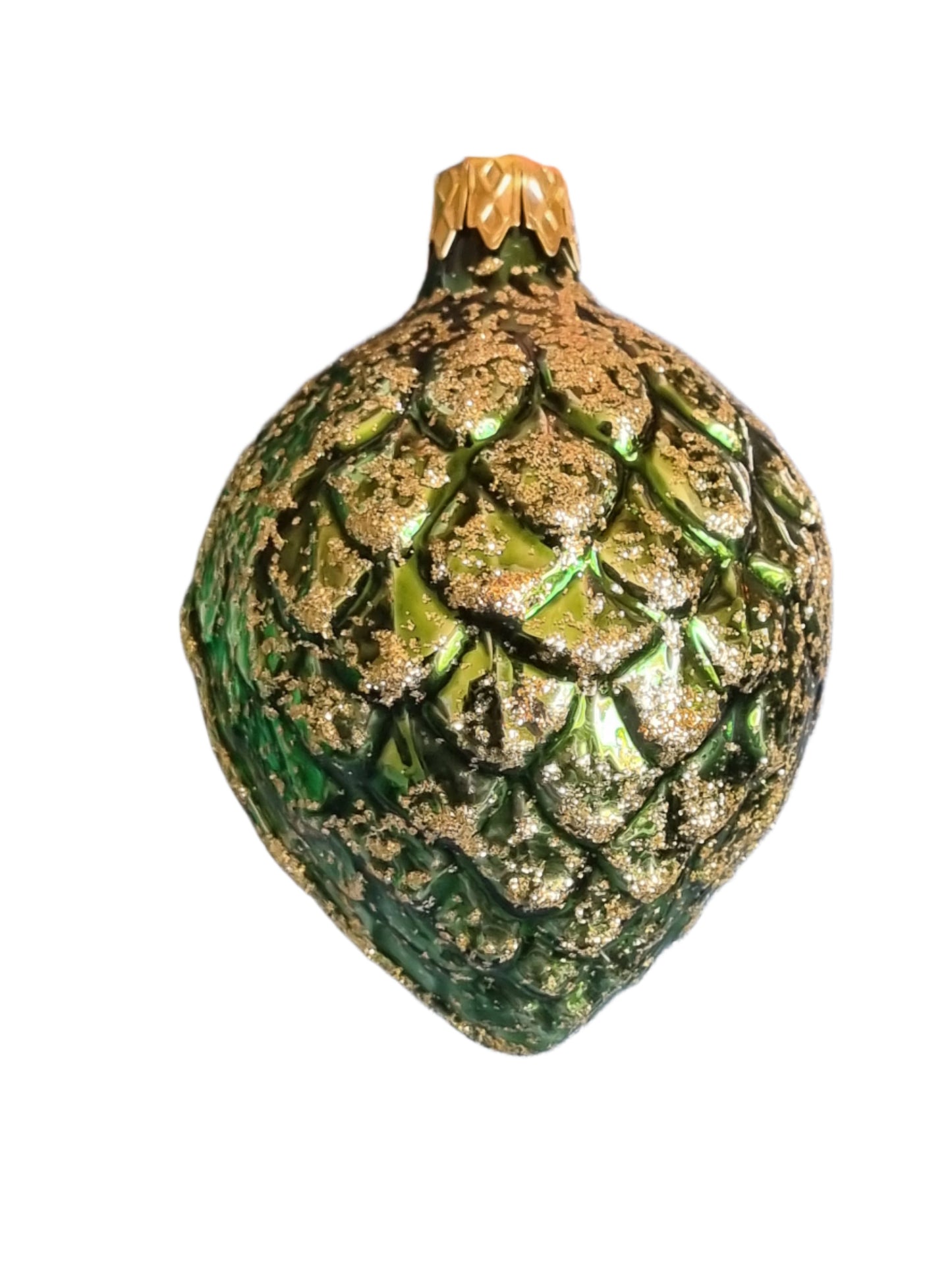 European Glass Christmas ornament of a Pinecone | Fat Frosted (F)