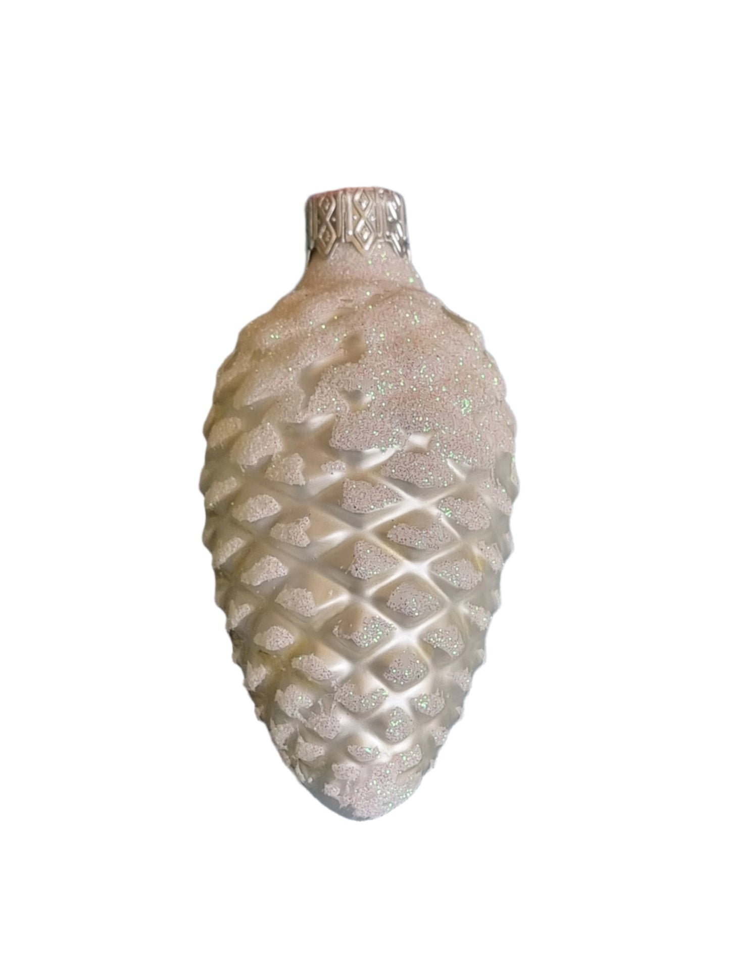 European Glass Christmas ornament of a Pinecone | Colourful with Snow (F)