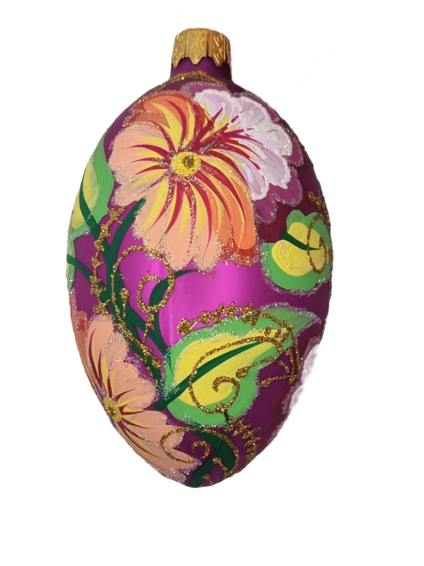 European Glass Christmas ornament of a Glass Eggs | Purple Faberge Style Easter Eggs (R)