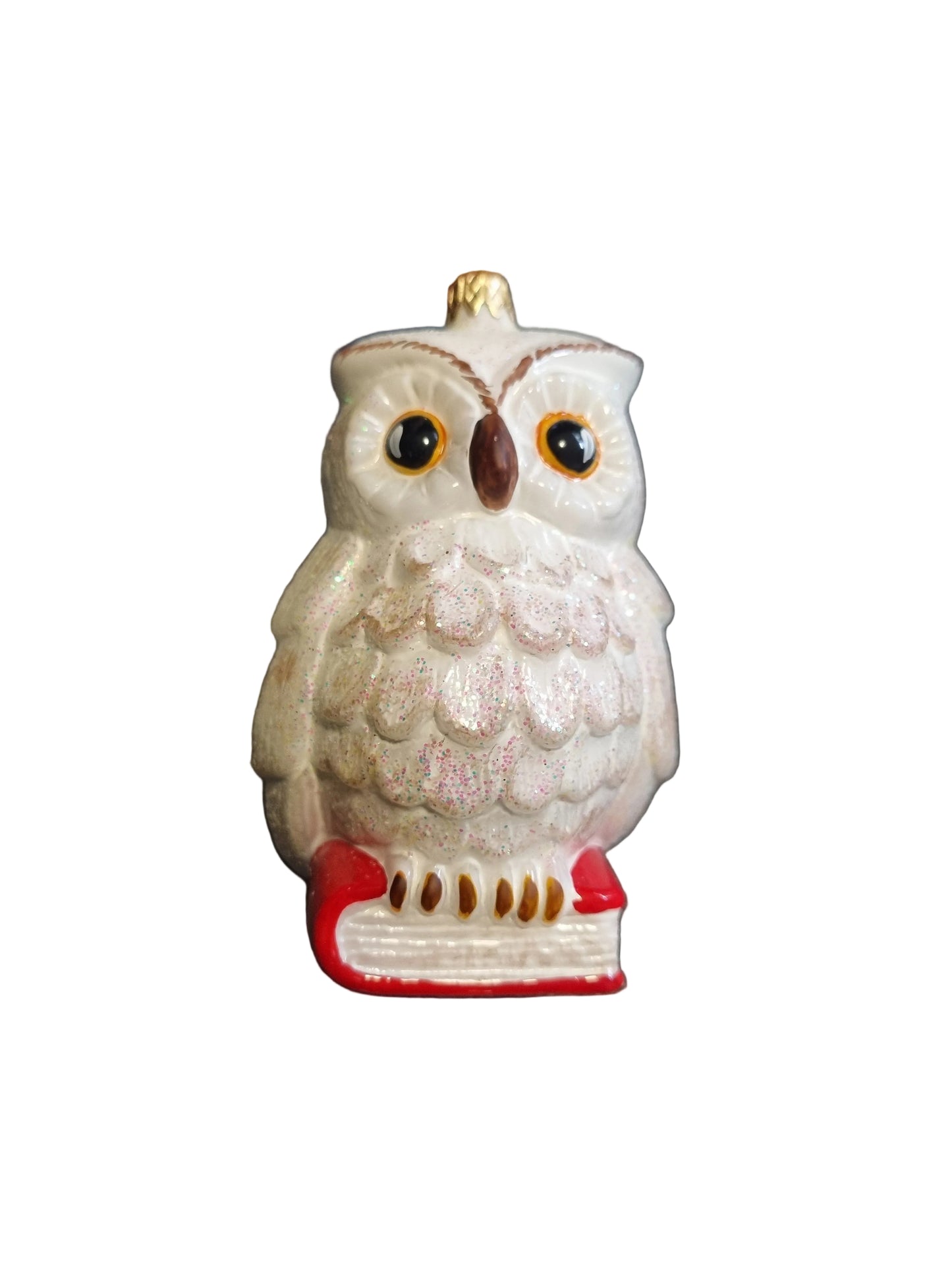 Decorative owl glass Christmas ornament