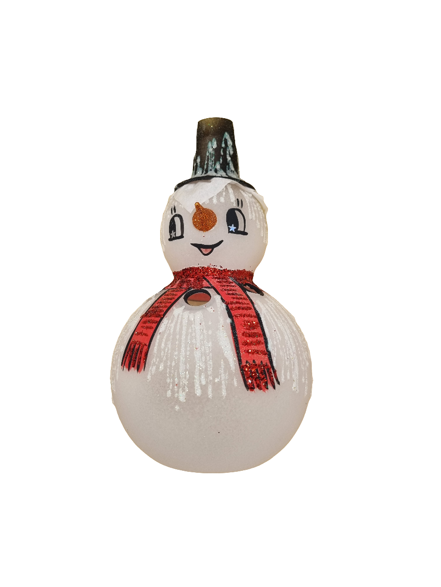 European Glass Christmas ornament of a Snowman Candle Holder