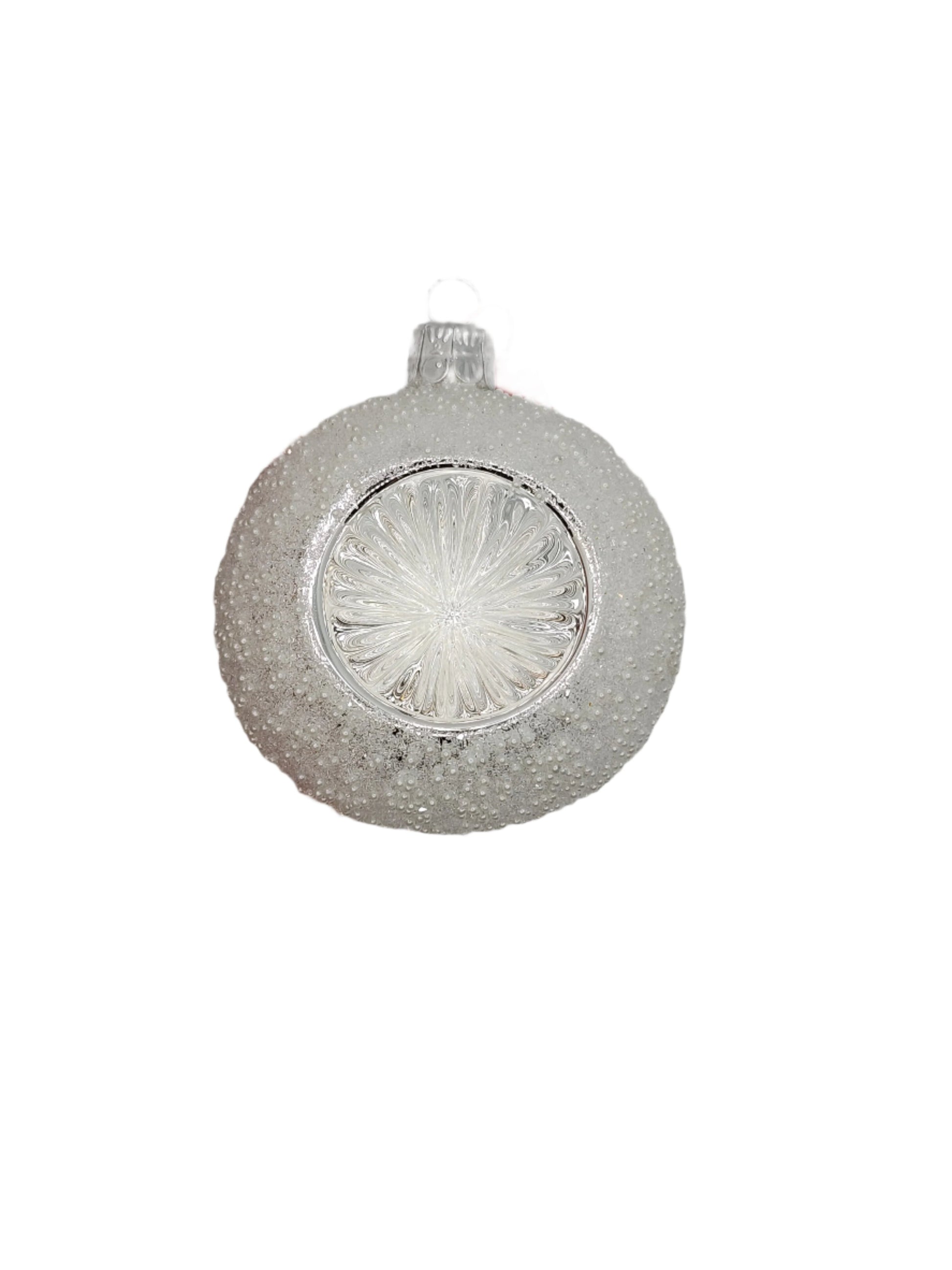 European Glass Christmas ornament of a Bauble | Frosted Silver Indent (F)