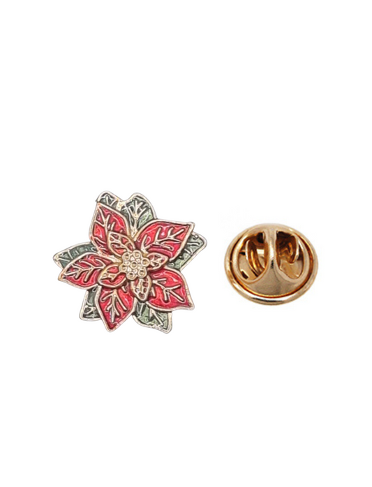 European Glass Christmas ornament of a Poinsettia Flower | Pins