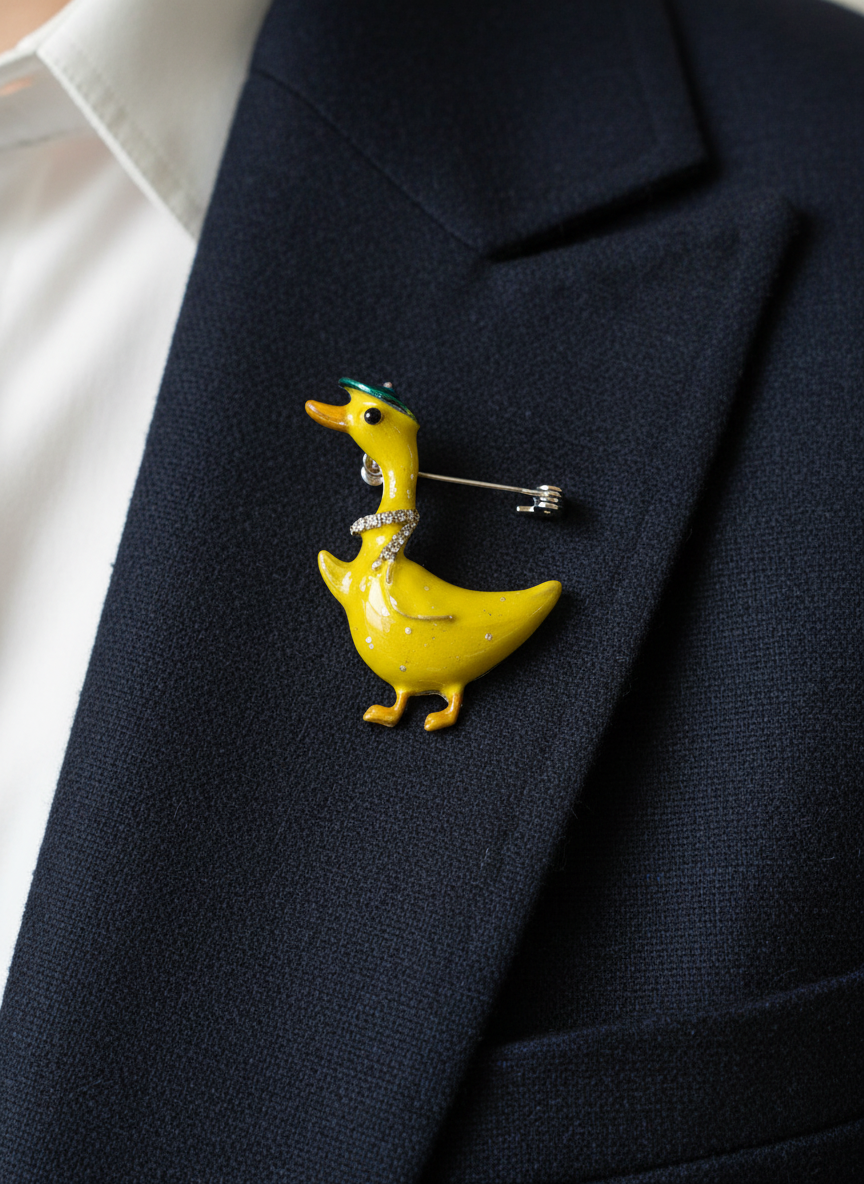 Yellow Duck with Blue Hat | Brooch III