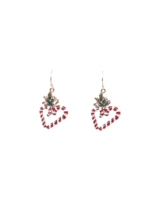 European Glass Christmas ornament of a Double Candy Cane | Earrings