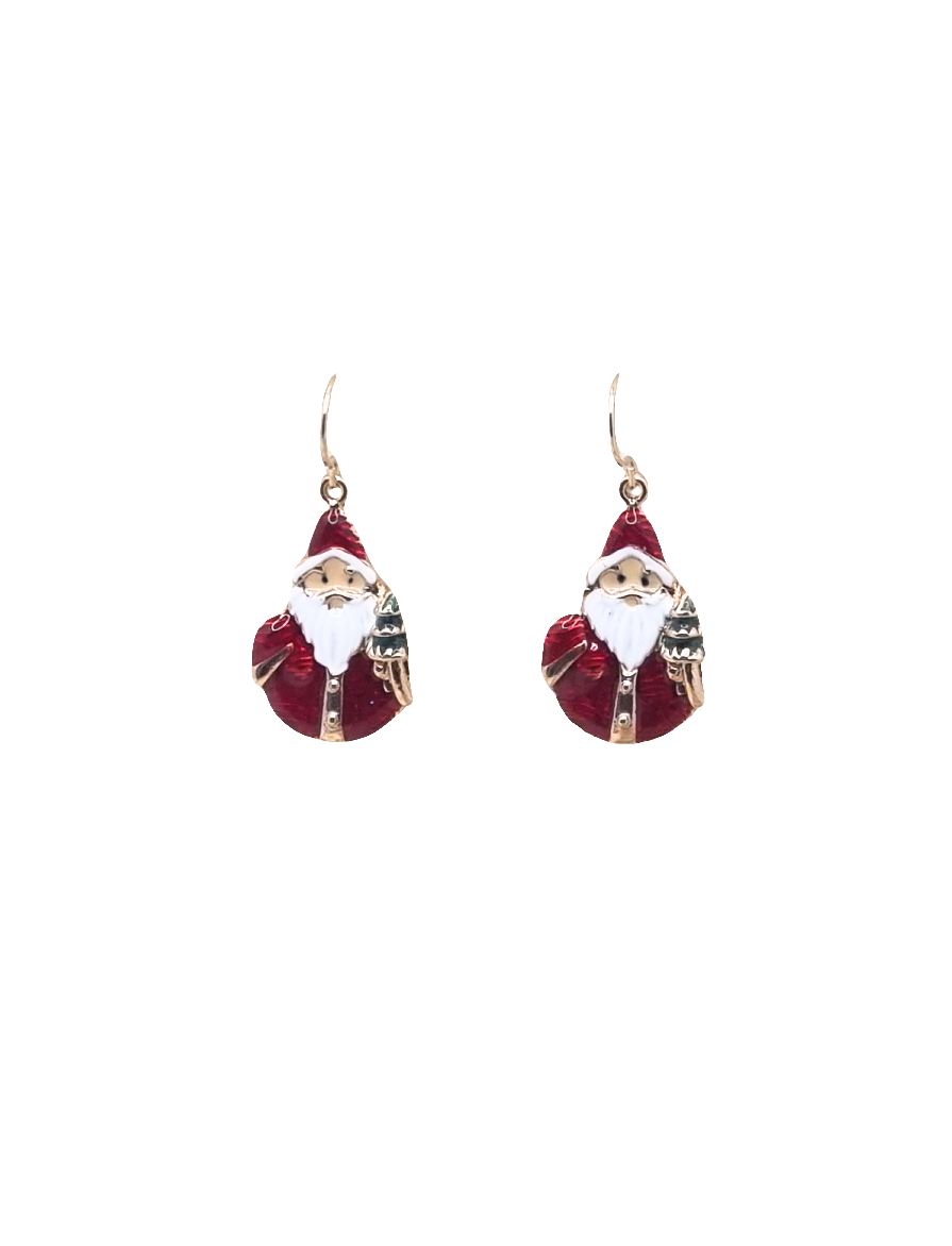European Glass Christmas ornament of a Fat Santa | Earrings