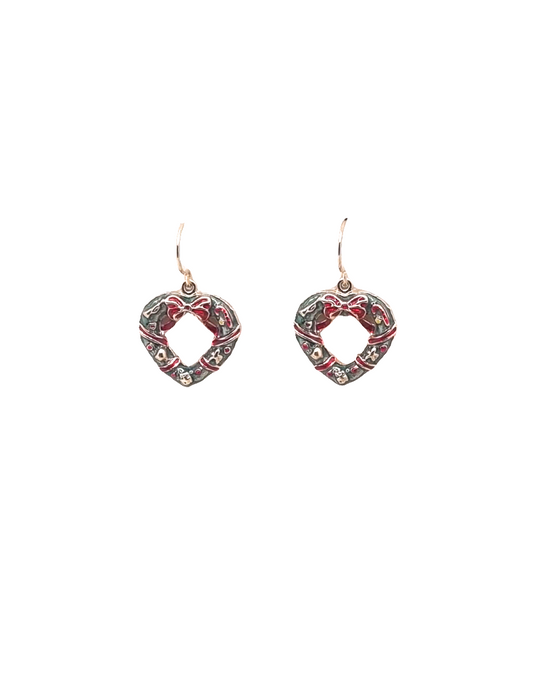 European Glass Christmas ornament of a Heart Wreath | Earrings