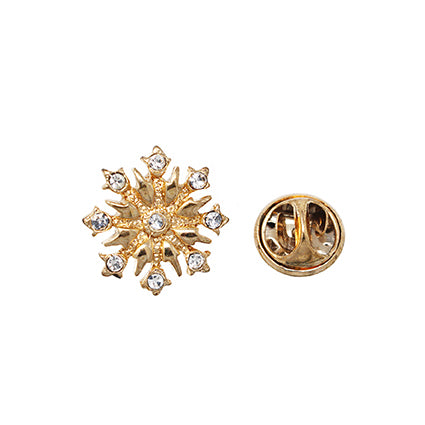 European Glass Christmas ornament of a Gold Snowflake Crystal Points | Pins