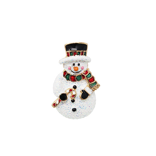 European Glass Christmas ornament of a Snowman with Hat & Scarf | Brooch IV