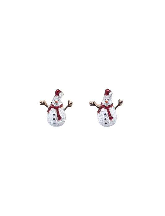 European Glass Christmas ornament of a Single Snowman Sparkle | Earrings