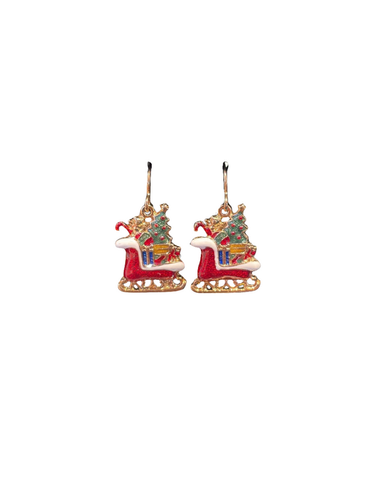 European Glass Christmas ornament of a Sleighs | Earrings