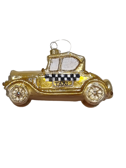 European Glass Christmas ornament of a Taxi (V)