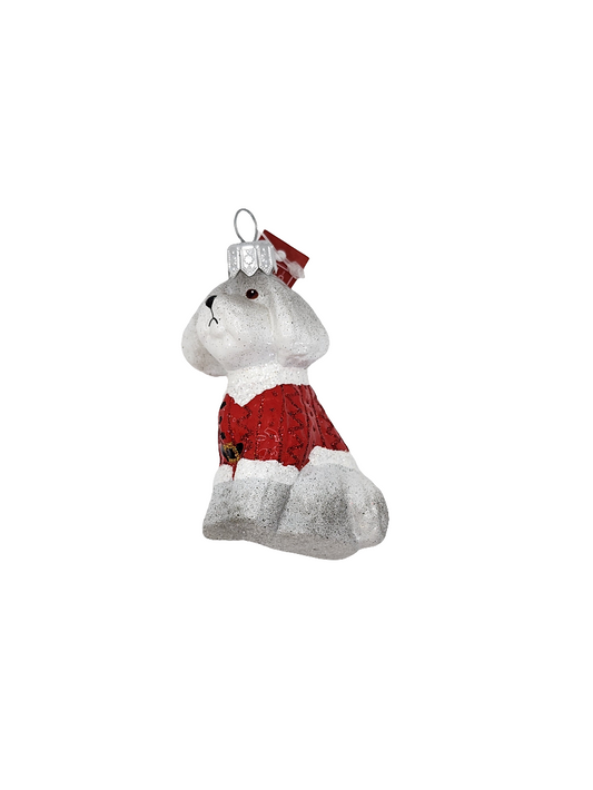 European Glass Christmas ornament of a Dog poodle jumper (S)