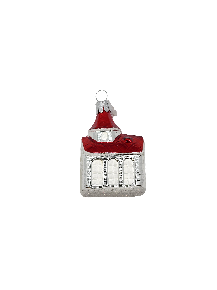 European Glass Christmas ornament of a House spire (G)