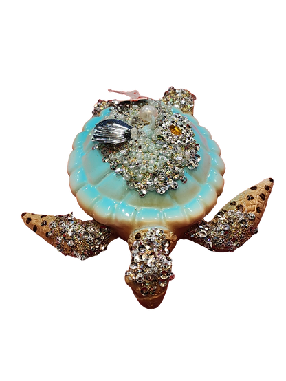 European Glass Christmas ornament of a Sparkly Turtle (S)