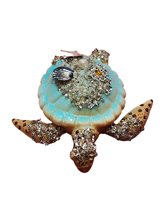European Glass Christmas ornament of a Sparkly Turtle (S)