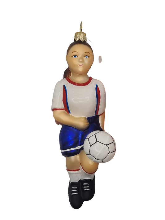 European Glass Christmas ornament of a Football/Soccer Player (V)