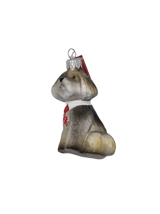 European Glass Christmas ornament of a Dog neck tie (S)