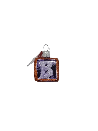 European Glass Christmas ornament of a Letter Block | Square (E)