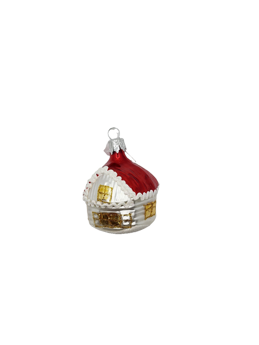 European Glass Christmas ornament of a House small (C)