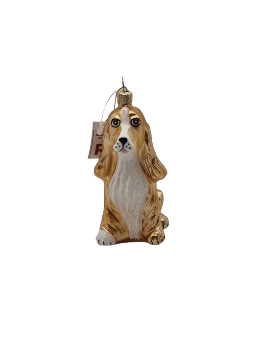 European Glass Christmas ornament of a Dog large yellow ears (R)