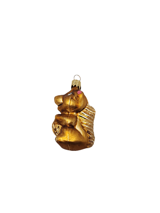 European Glass Christmas ornament of a Squirrel with nut (D)