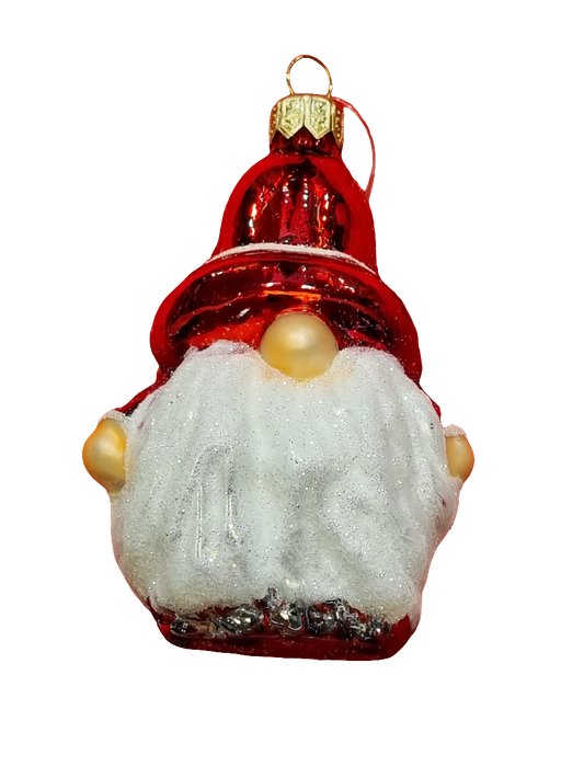 European Glass Christmas ornament of a Gnome | with Big Beard (S)
