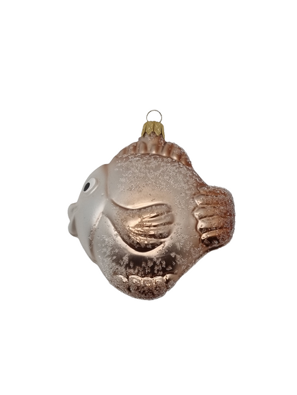 European Glass Christmas ornament of a Fish | Large Frosted with Sparkles (H)