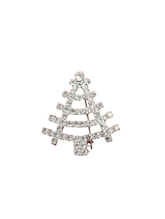 European Glass Christmas ornament of a Small Crystal Tree Rounded Branches | Brooch V