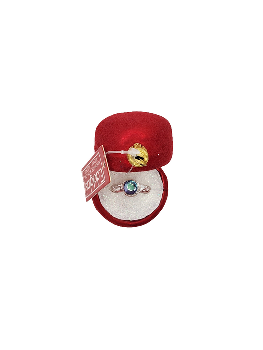 European Glass Christmas ornament of a Ring box + ring (W)