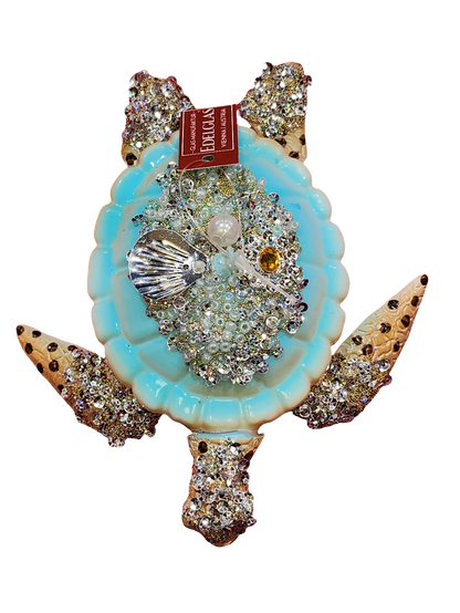 European Glass Christmas ornament of a Sparkly Turtle (S)