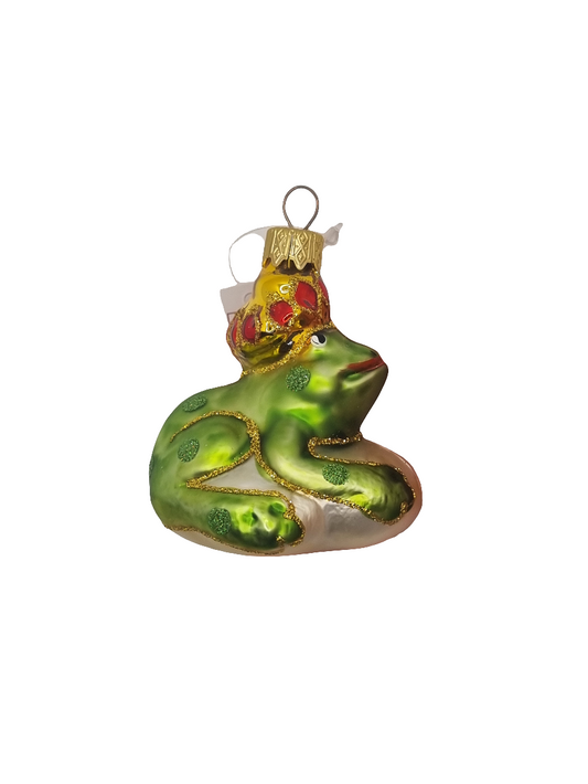 European Glass Christmas ornament of a Frog with Crown (I)
