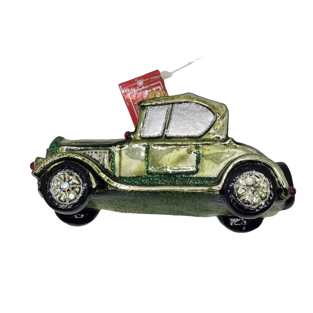 European Glass Christmas ornament of a Cars | Old Green Car (U)