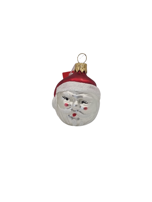 European Glass Christmas ornament of a Santa Head | Small (C)