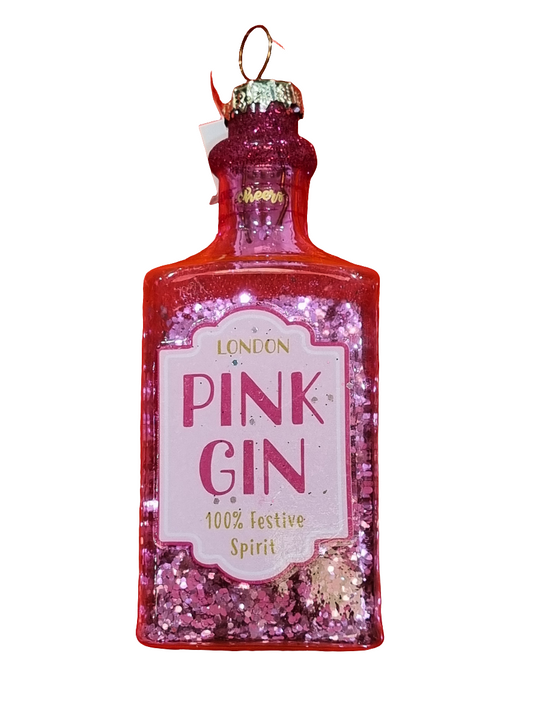 European Glass Christmas ornament of a Gin Bottle | Let Christmas Be-Gin (I)