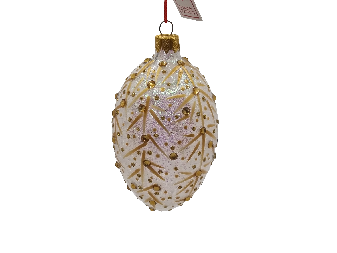 European Glass Christmas ornament of a Glass Eggs | Clear Faberge Style Easter Eggs (T)