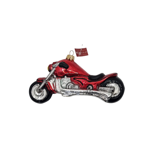 European Glass Christmas ornament of a Motorbike (U)