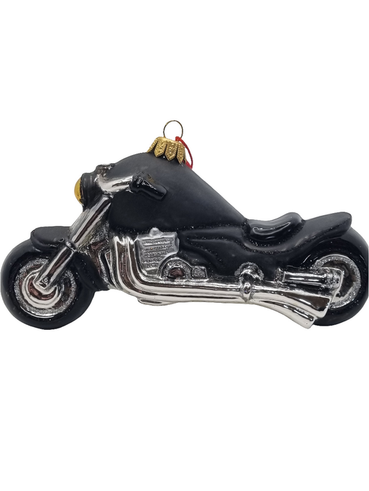 European Glass Christmas ornament of a Motorbike (V)