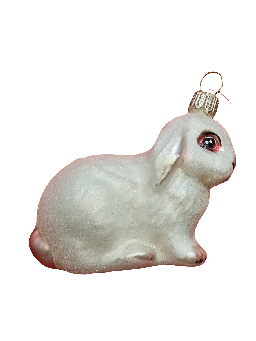 European Glass Christmas ornament of a Rabbit | White Bunny (P)