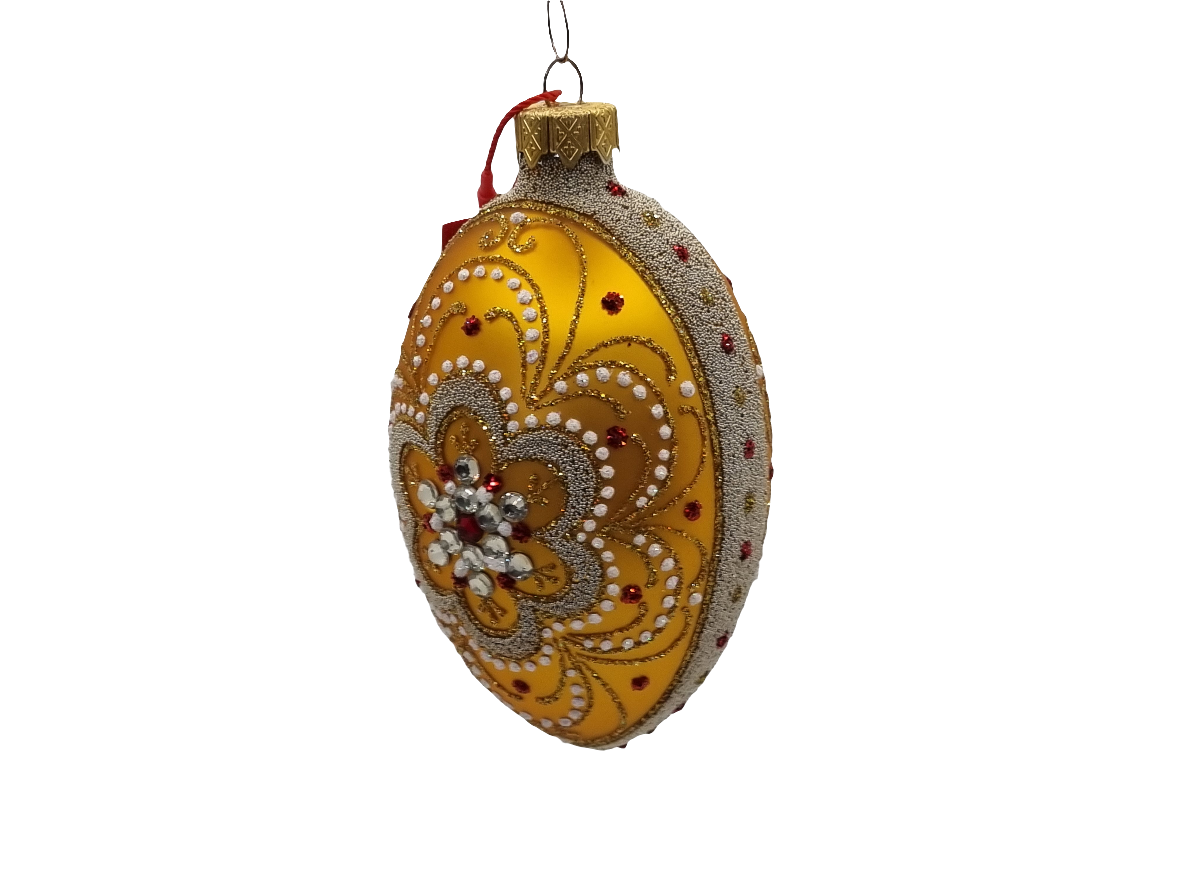 European Glass Christmas ornament of a Glass Eggs | Gold Faberge Style Easter Eggs (T)